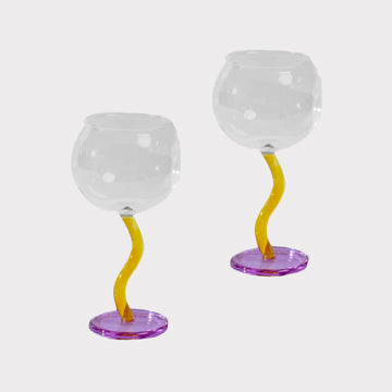 The Lilac & Mango Wavy Stemmed Wine Goblets