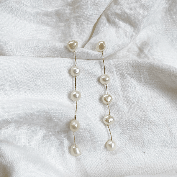 String hot sale pearl earrings