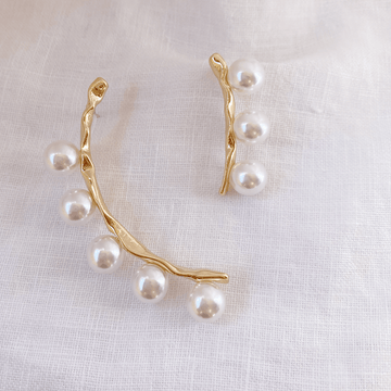 The Asymmetric Hammered Pearl earring