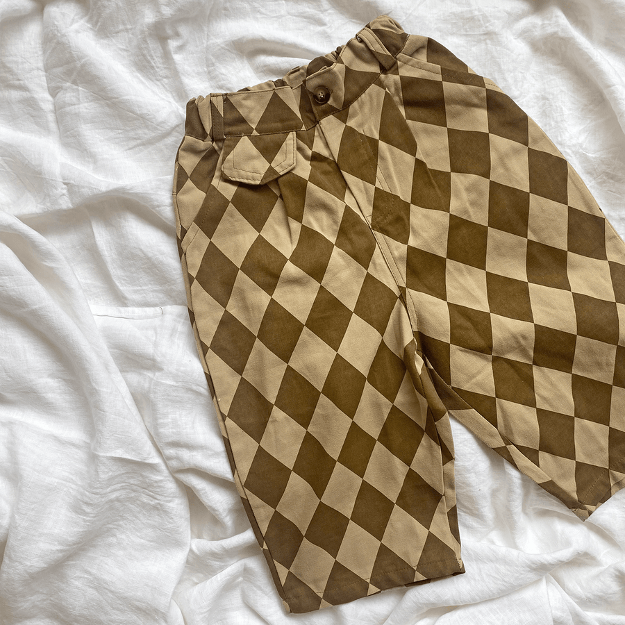 The Mocha Diamond Checkerboard Baggy Pant