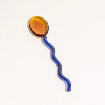 The Tangerine and Cobalt Squiggle Glass Spoon
