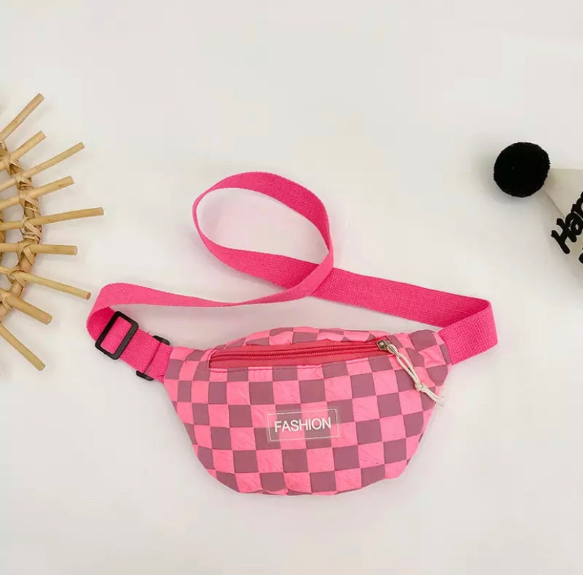 The Pink Checkerboard Fashion Mini Bum Bag