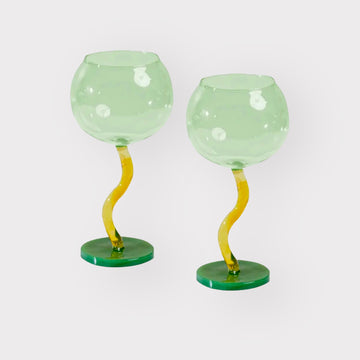 The Forest & Mango Wavy Stemmed Wine Goblets