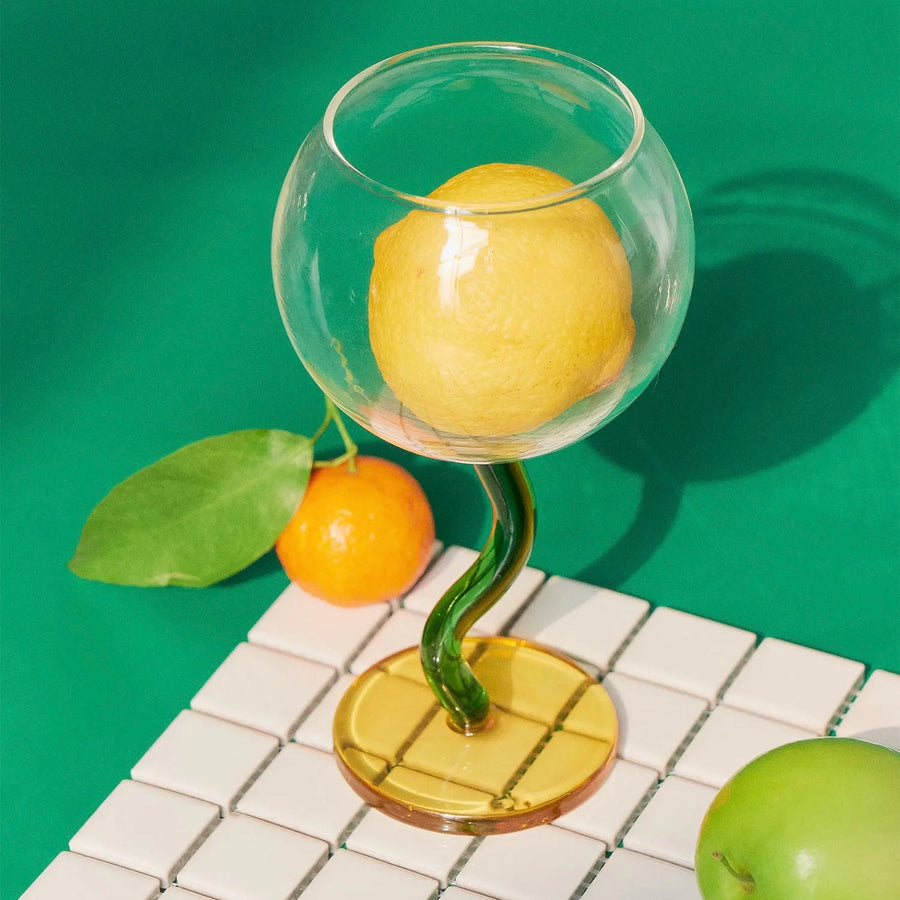 The Lemon & Lime Wavy Stemmed Wine Goblets