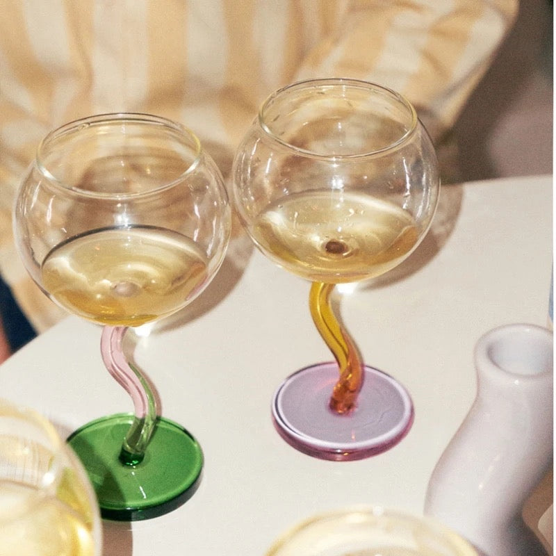 The Lilac & Mango Wavy Stemmed Wine Goblets