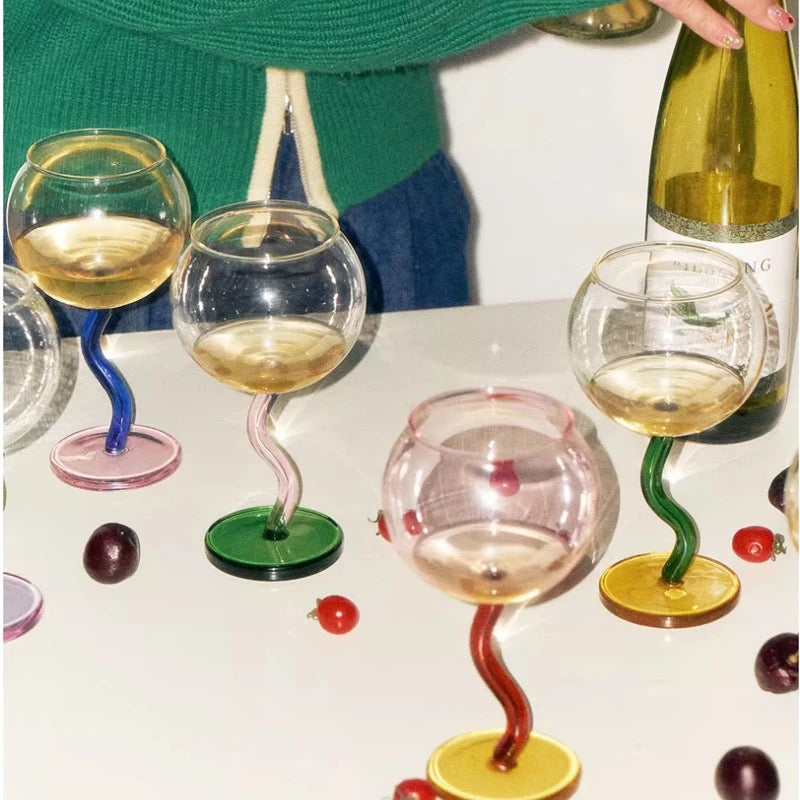 The Forest & Mango Wavy Stemmed Wine Goblets