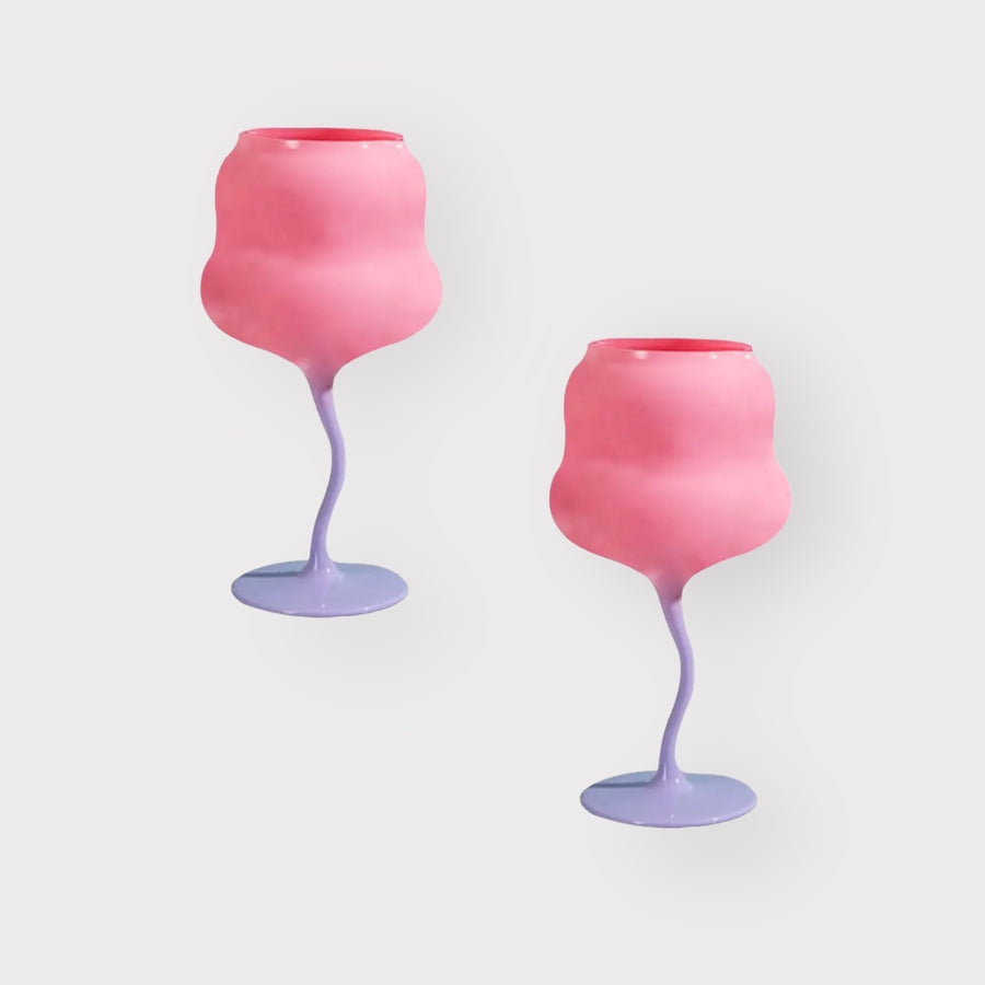 The Wavy Pastel Pink Purple Wine Glasses