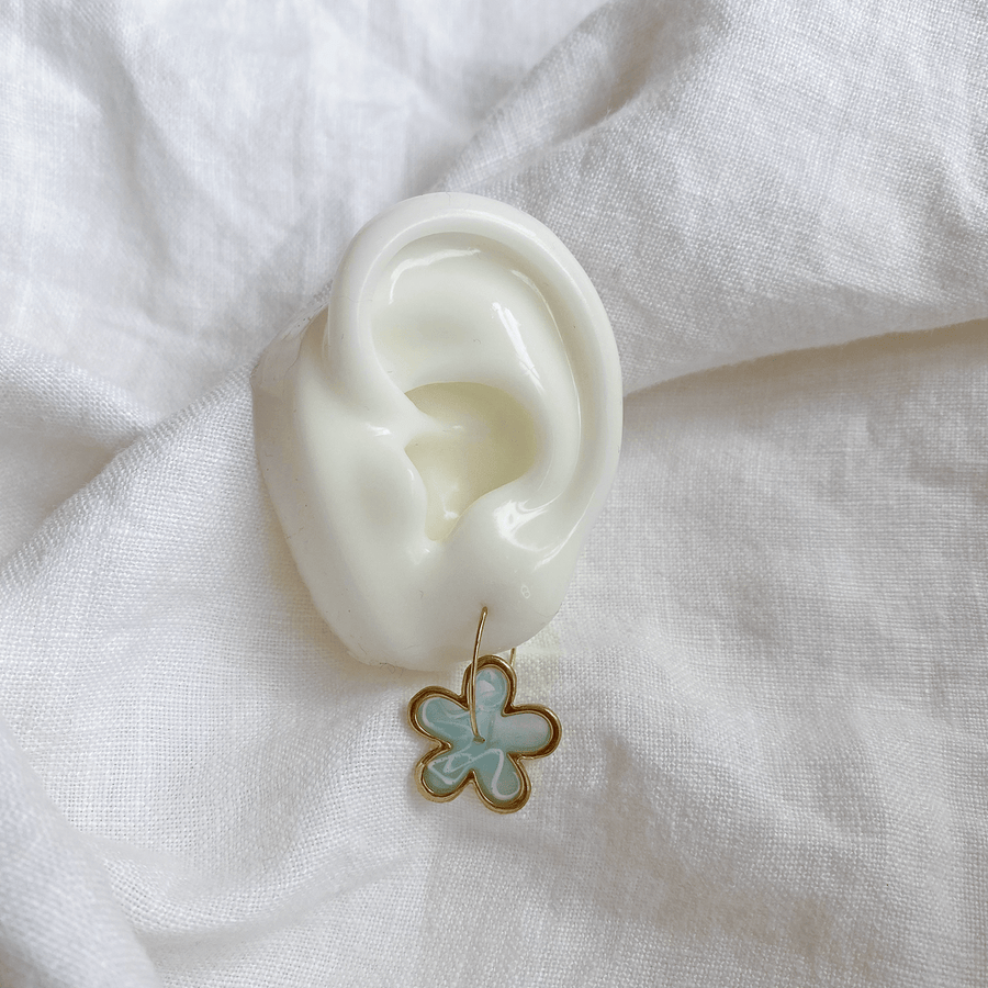 The Blue Flower Power Hoop earring