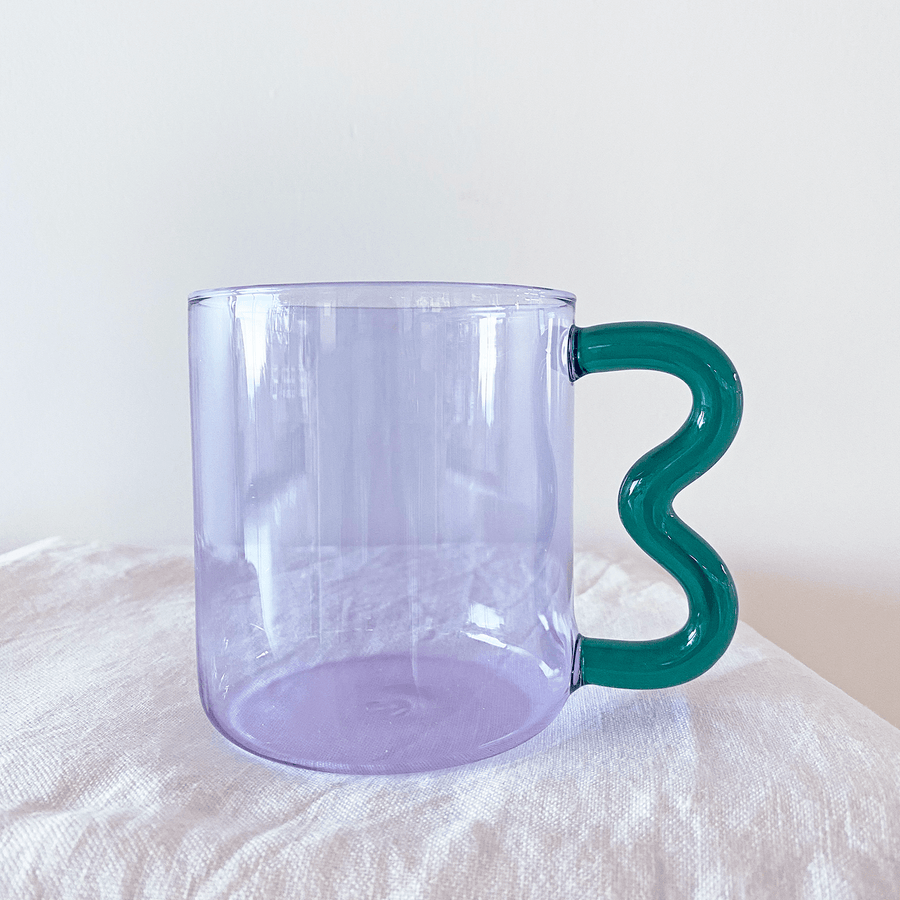 The Lilac and Teal Soremo Glass Mug