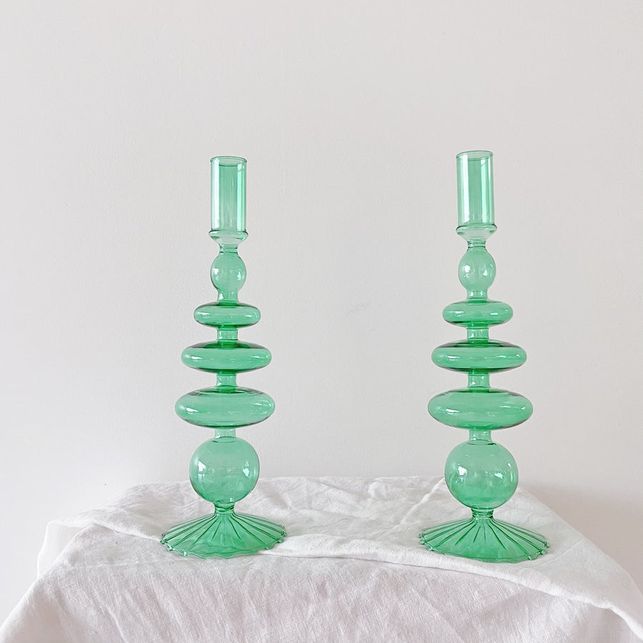 The Emerald Green Pebble Tiered Glass Vessel