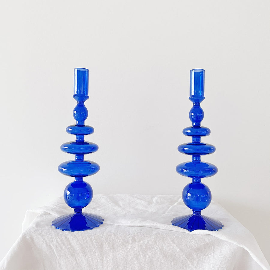 The Cobalt Pebble Tiered Glass Vessel