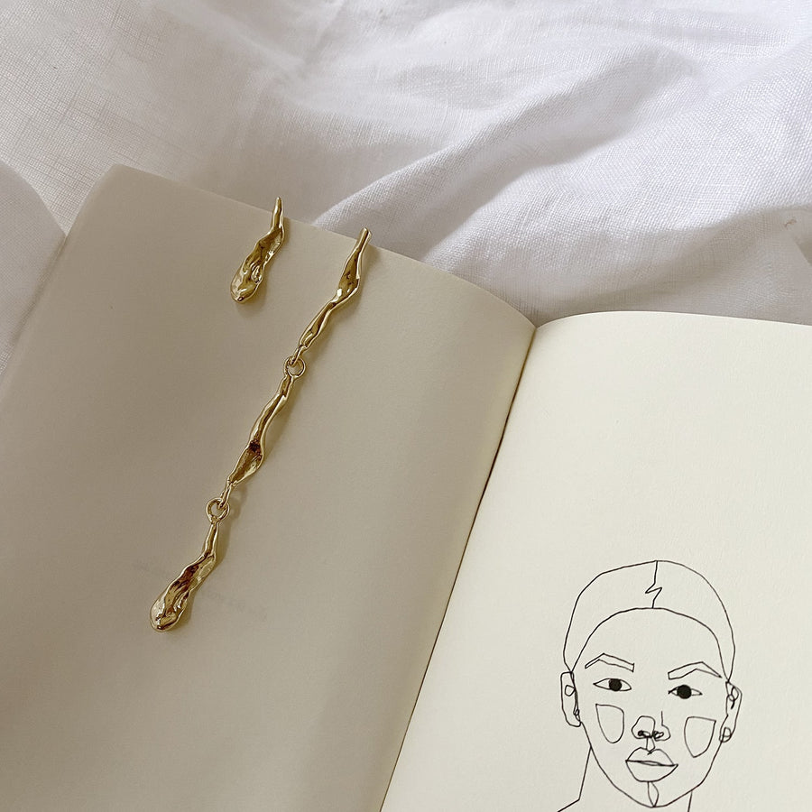 The Asymmetric Gold Drip Earring