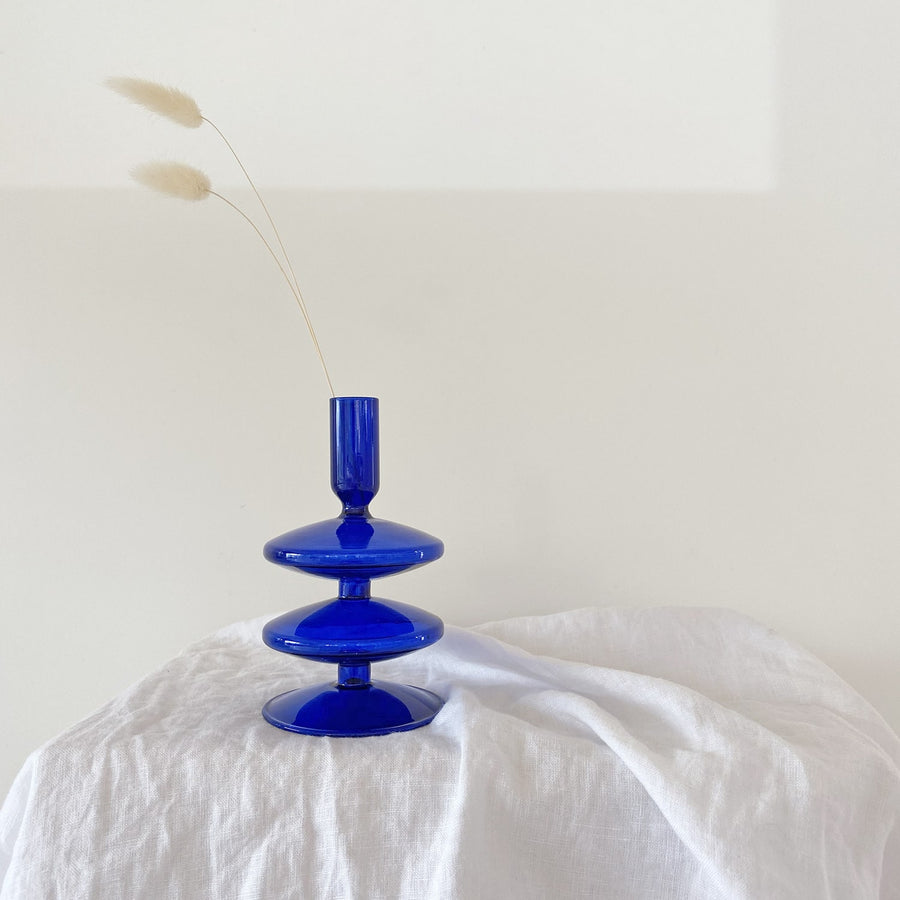 The Cobalt Double Tiered Glass Vessel