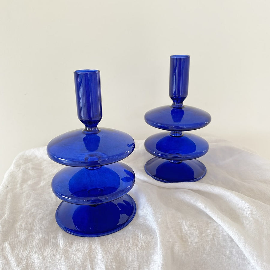 The Cobalt Double Tiered Glass Vessel