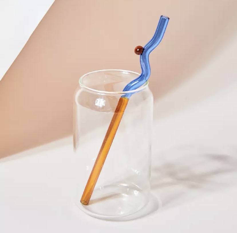 The Tangerine and Cobalt Glass Straw