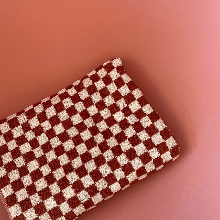 The Crimson Checker Towel