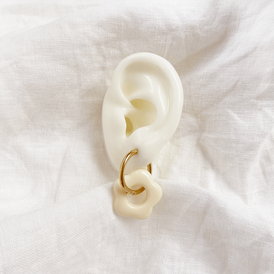 The Ivory Daisy hoop earring