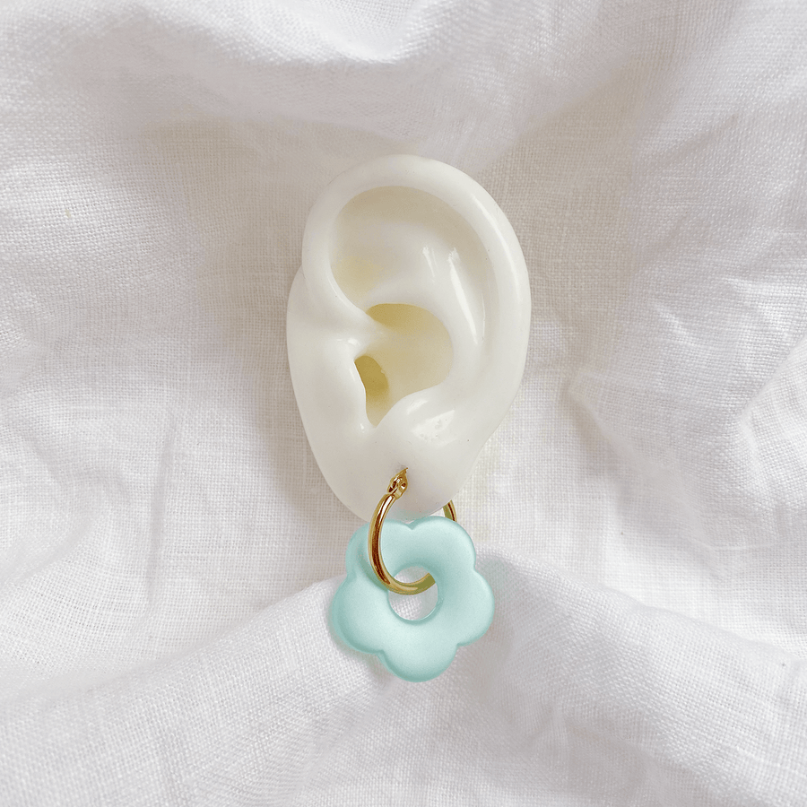 The Aqua Daisy hoop earring