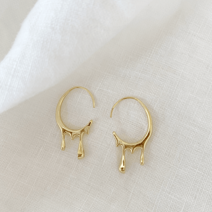 The Gold Drip Open Ended Hoop earring