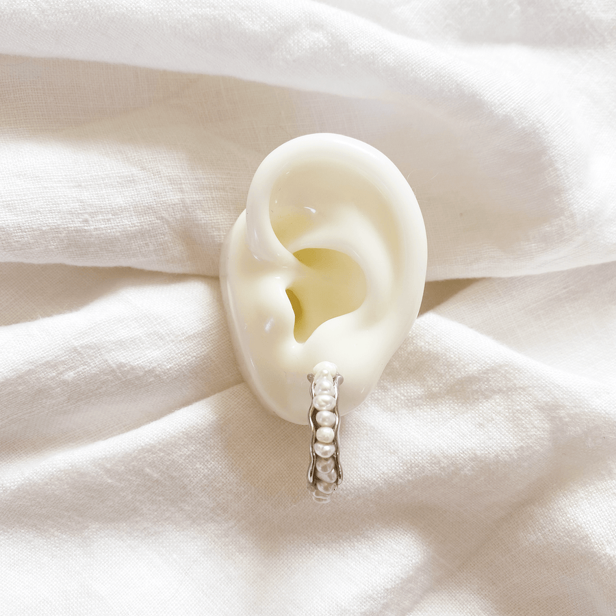 The Hammered Pearl Hoop earring