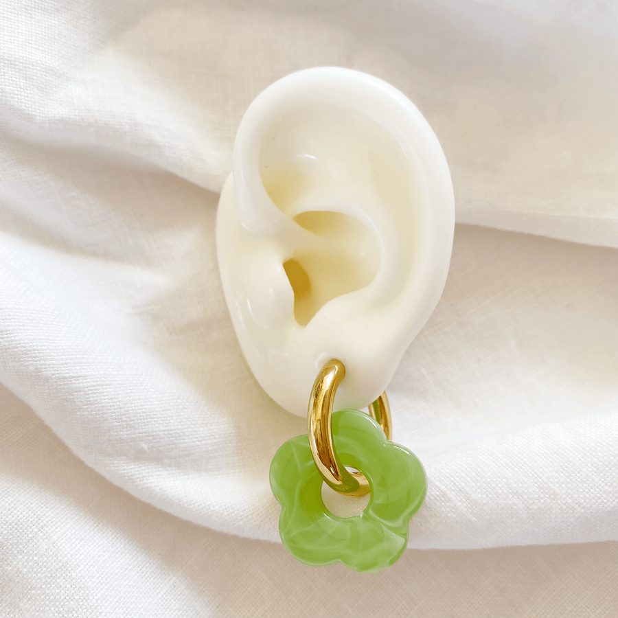 The Jade Daisy hoop earring