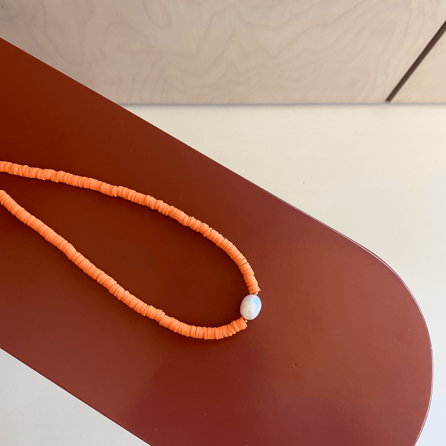 The Coral Freshwater Pearl  Choker