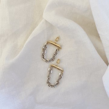 The Gold Bar and Silver Chain Earring