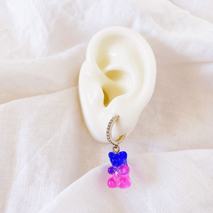 The Violet Pink Gummy Bear Hoop earring