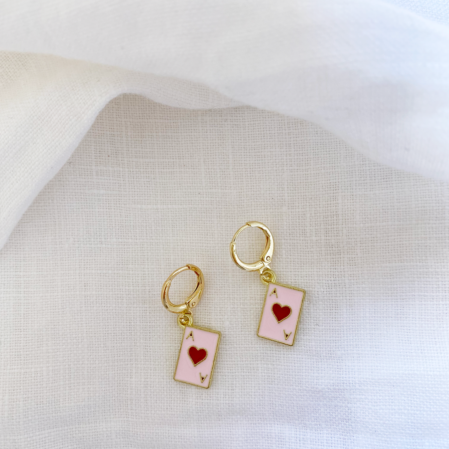 The Blush Ace of Hearts sleeper earring