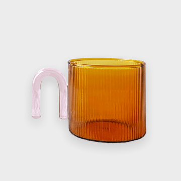 The Amber Ribbed Glass Mug