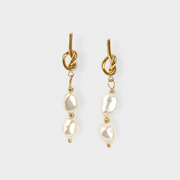 The Knotted Double Pearl earring