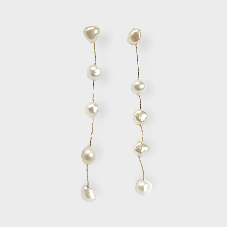 Linear pearl drop discount earrings