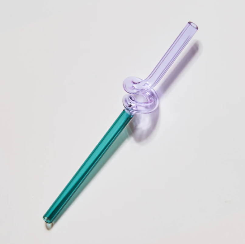 The Lilac and Teal Glass Straw