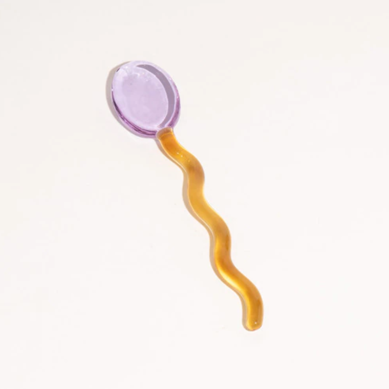 The Lilac and Mango Squiggle Glass Spoon