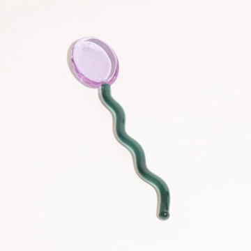 The Lilac and Teal Squiggle Glass Spoon
