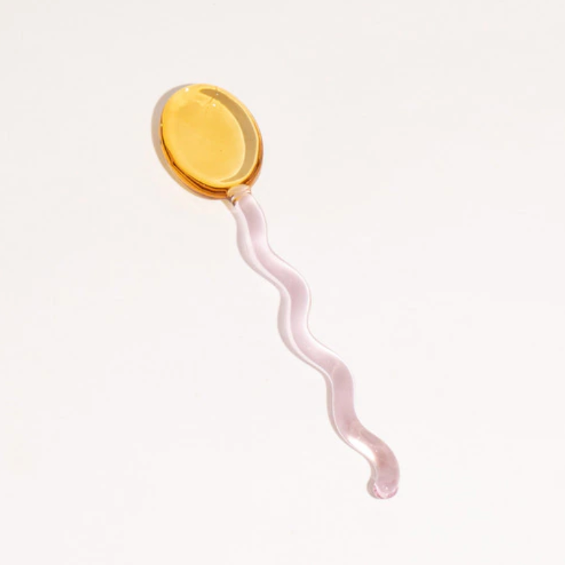 The Mango and Blush Squiggle Glass Spoon