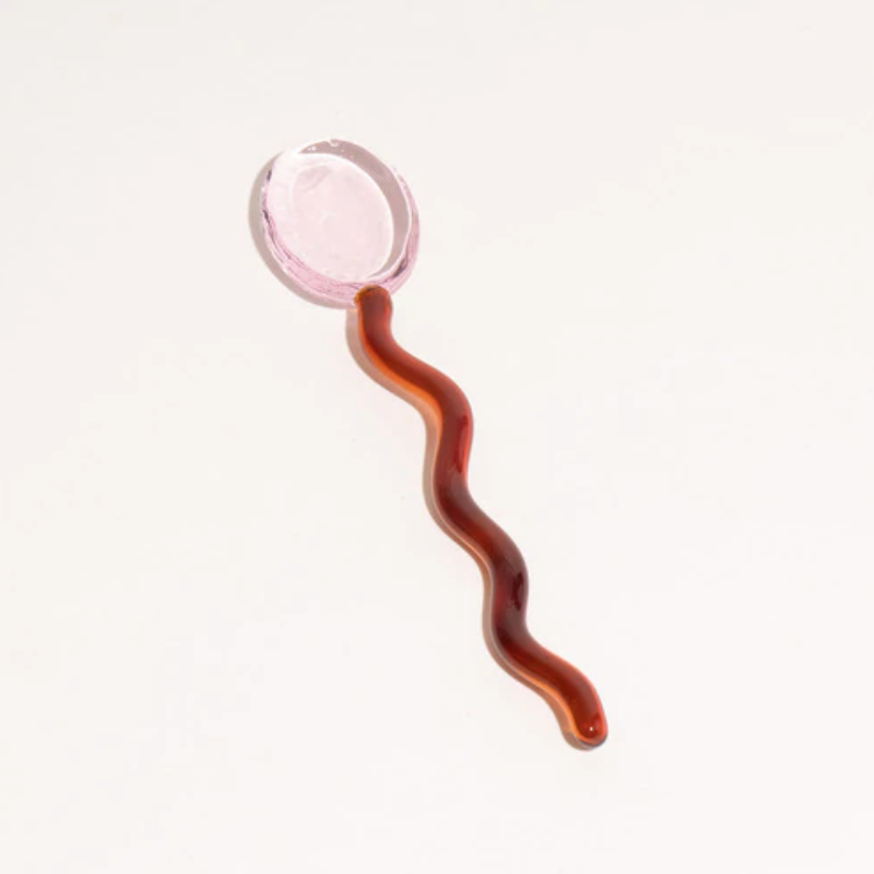 The Blush and Cherry Squiggle Glass Spoon