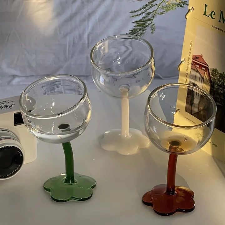 The Forest Leaning Daisy Stemmed Wine Glasses