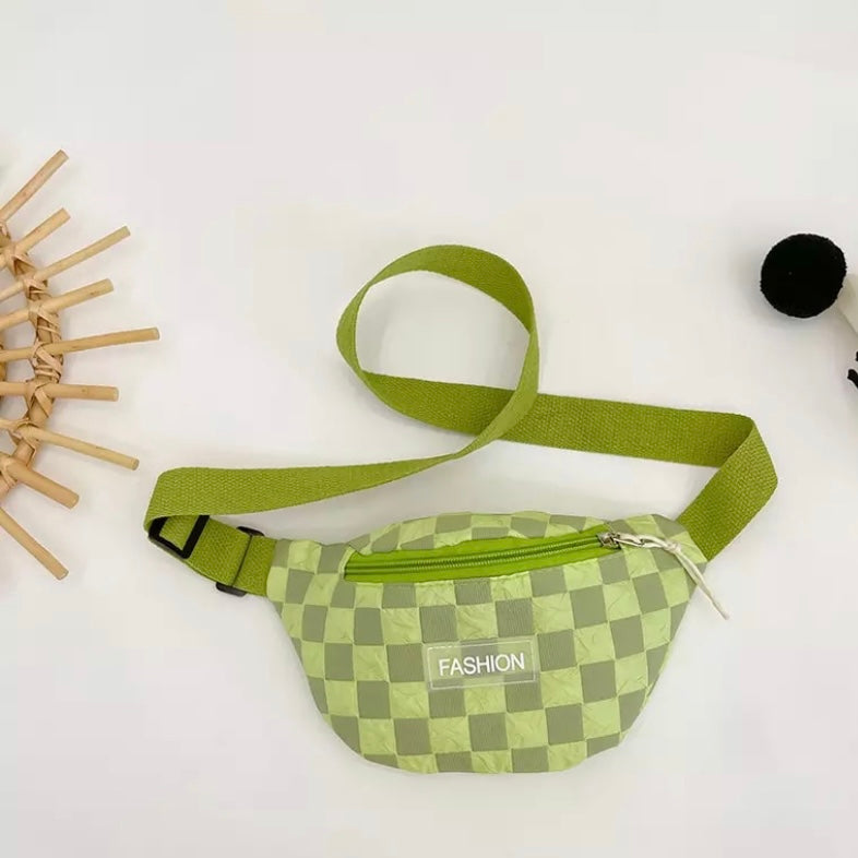 The Lime Green Checkerboard Fashion Mini Bum Bag